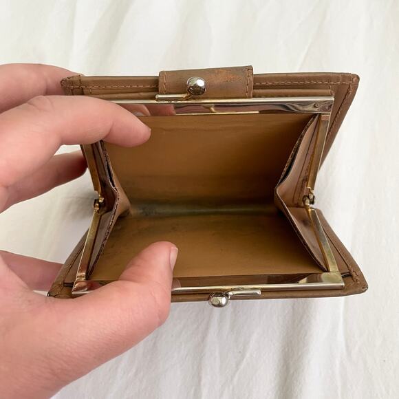 Celine Brown Macadam Coated Canvas Leather Kisslock French Wallet - Picture 11 of 11